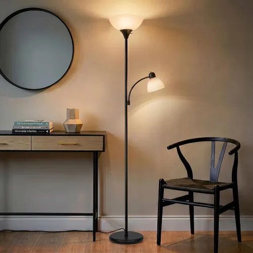Miniatura 2 de Brightech Torchiere Lámpara de pie LED Sky Dome Plus, lámpara de pie súper brillante con lámpara de lectura para salas de estar y oficinas, lámpara