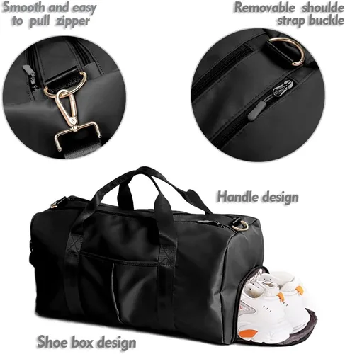 Miniatura 2 de Bolsa de gimnasio pequeña para mujeres y hombres, bolsa de entrenamiento para deportes y escapadas de fin de semana, bolsa de lona impermeable