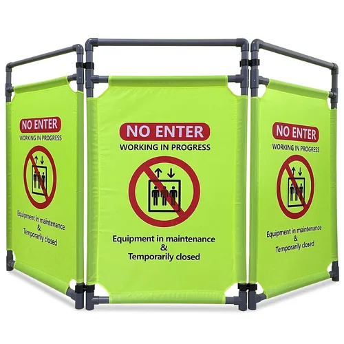 Miniatura 10 de No Entrar - Señales Verdes de Precaución - Señal de 3 Paneles Barreras de Seguridad 97.52 cm Plegable Barrera de Seguridad de PVC de Alta