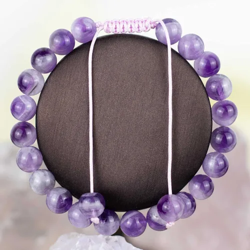 Miniatura 2 de DAZCOLO Pulsera de gemas hecha a mano con piedras preciosas de macramé ajustable de 0.315 in, cuentas redondas, cristales de cuarzo