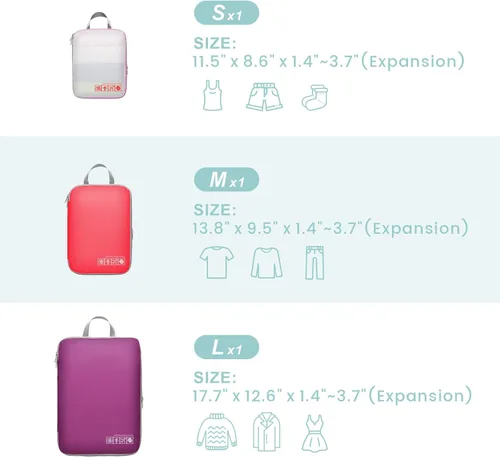 Miniatura 2 de Cambond Compression Packing Cubes for Travel - Expandable Mesh Luggage Organizers Compression Packing Cubes for Carry on Suitcases Travel Essentials