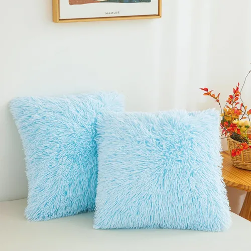 Miniatura 35 de Besfunny Juego de 2 fundas de almohada de pelo sintético negro, mullidas y peludas para decoración de dormitorio, fundas de almohada negras suaves