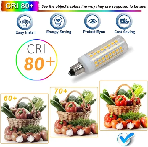 Miniatura 6 de Bombilla LED E12 de 7 W equivalente a 75 W halógena, regulable 120 V 730 LM, base de candelabro T3/T4 bombillas para ventilador de techo, lámpara