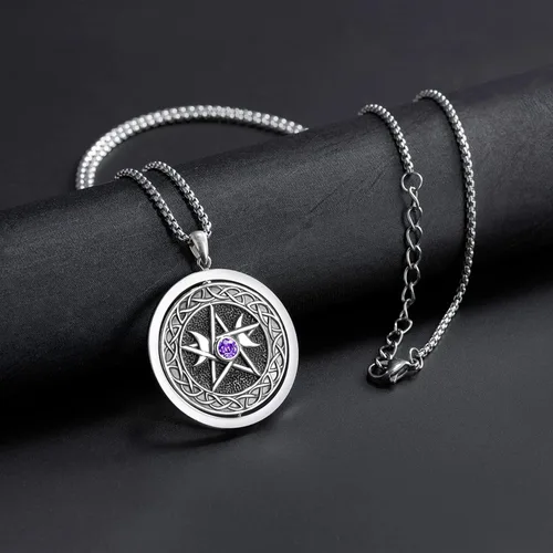 Miniatura 4 de Collar de diosa de triple luna de plata de ley 925 nudo celta pentagrama pentagrama colgante de pentáculo agano wiccano magia giratorio amuleto