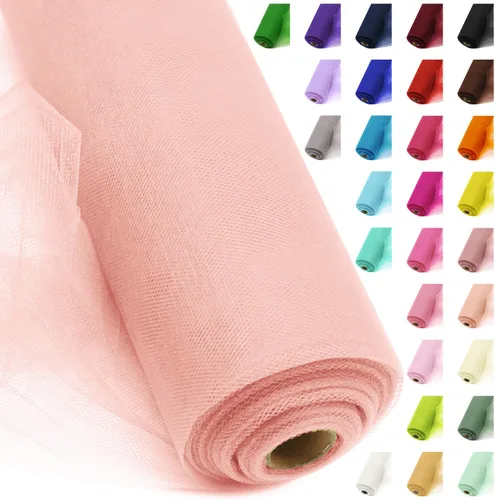 Miniatura 19 de Rollos de tela de tul, 54 pulgadas por 10 yardas (30 pies), cinta de tul para decoración de fiestas de boda, rollo de tela transparente en bobina