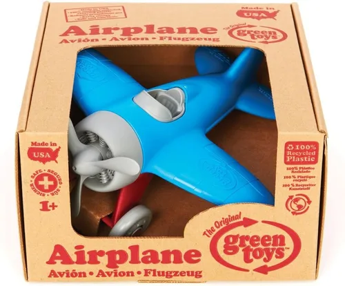 Miniatura 3 de Green Toys – Avión de juguete – Libre de BPA y ftalatos, color azul, juguete de transporte aéreo para introducir conocimientos aeronáuticos, mejorar