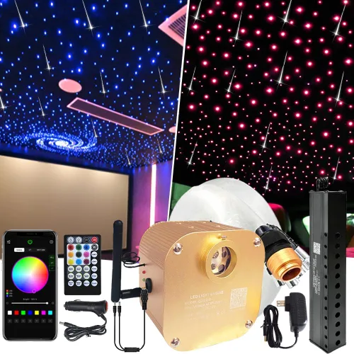 Miniatura 10 de FIREWORK Twinkle - Kit de techo RGBW Starlight de 16 W, 360 piezas, luces de estrella de fibra óptica mixtas de 9.8 pies para techo de coche y hogar