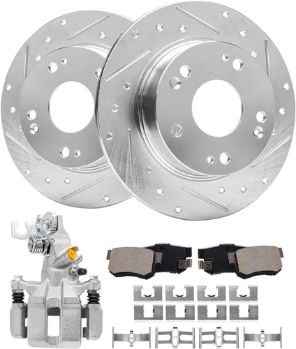 Miniatura 52 de Detroit Axle - Rotores de freno para Ford 2013-2019 Explorer Taurus Flex Lincoln MKT MKS, rotores de freno de disco ranurados perforados de repuesto