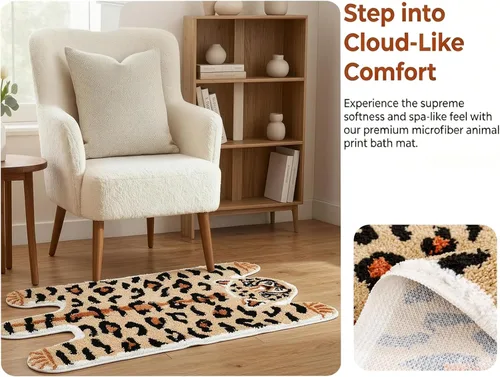 Miniatura 7 de Seek4comfortable Leopard Bath Mat for Bathroom, Soft Animal Print Bathroom Rugs, Non-Slip Cheetah Rug for Shower and Tub, Water Absorbent Funky