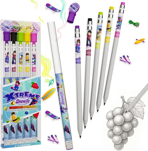 X-Treme Sports Smencils - Lápices perfumados gourmet patentados, 5 unidades, regalos para niños, suministros escolares, recompensas para el aula,