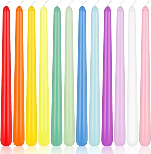 Velas cónicas de colores de 10 pulgadas para entornos religiosos y espirituales, paquete de 12 velas sin perfume para vacaciones, celebración de 12