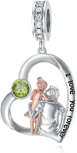 Miniatura 66 de PROESS Dije para padre, madre e hija, pulsera de plata de ley para pulseras, regalos de cumpleaños, día de San Valentín, para hija, madre, amante
