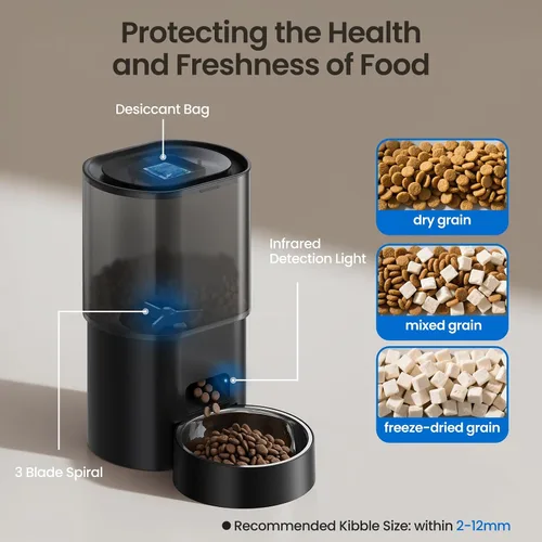Miniatura 2 de Alimentador automático para gatos y fuente de agua 5G WiFi dispensadores de comida para gatos, control remoto por aplicación, alimentación
