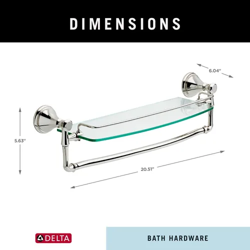 Miniatura 2 de Delta Faucet Cassidy. Estante de vidrio con barra, de 24 pulgadas., 79710-PN