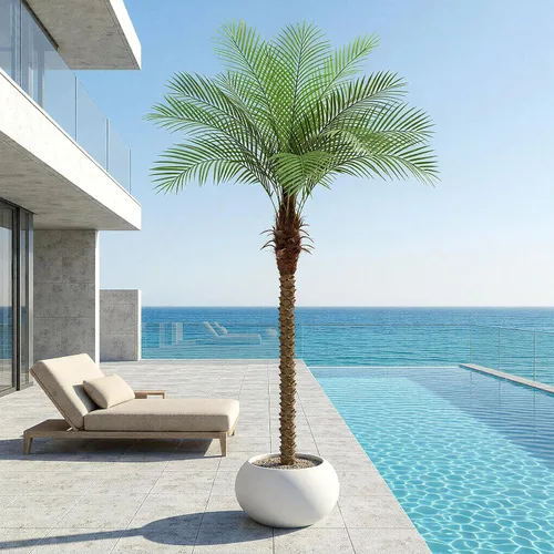Miniatura 2 de Palmera artificial fénix de 7 pies con 15 hojas ajustables, plantas de palmera fénix sintética para patio exterior, piscina, hogar, oficina, sala