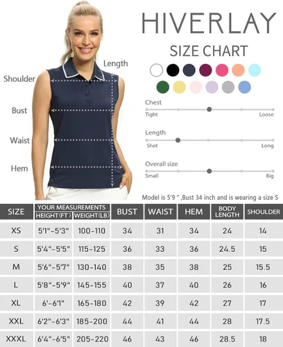 Miniatura 6 de Camisetas tipo polo para mujer, sin mangas, para golf, tenis, UPF 50+, ligeras