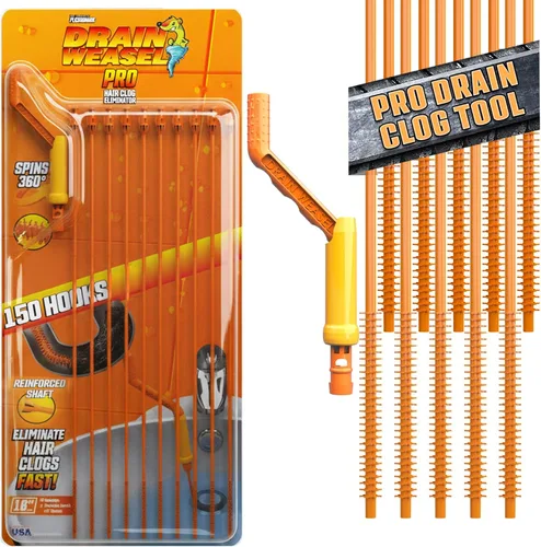 Miniatura 7 de FlexiSnake Pro Drain Weasel - Limpiador de serpientes para fregadero con nueva punta moldeada, 18 pulgadas, herramienta para eliminar obstrucciones