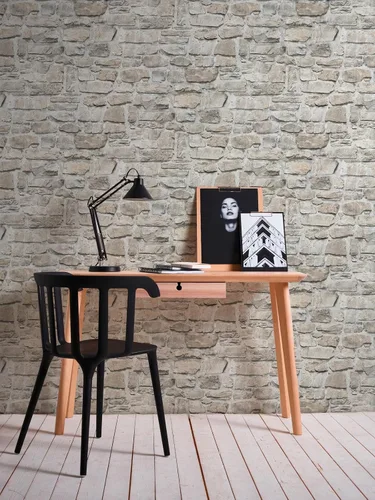 Miniatura 4 de A.S. Création Papel pintado de ladrillo Elementos no tejidos 33.0 ft x 1.7 ft Gris Beige Hecho en Alemania 363702 36370-2