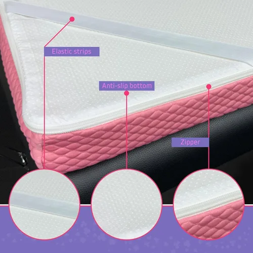 Miniatura 3 de Cubrecolchón de espuma para pestañas, almohadilla de espuma viscoelástica de 2.5 pulgadas de grosor con correas de esquina y base antideslizante