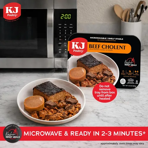 Miniatura 4 de KJ Poultry Comidas preparadas Kosher – Chulent de carne y kugel, MRE comidas de carne listas para comer, comida de shabat (paquete de 6) preparada