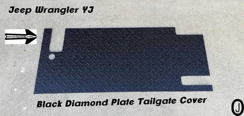 Miniatura 5 de Se adapta a Jeep Wrangler YJ cubierta de goma negra para puerta trasera de placa de diamante