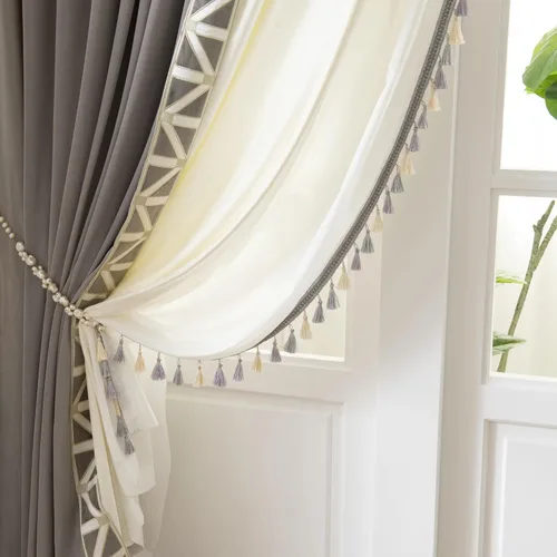 Miniatura 5 de VisionaryHomeDesign Sheer White Curtains, Pinch Pleat Sheer Drapes, Light Filtering, Tassel Sheer Curtains for Living Room Bedroom(45W x 108L,Gray