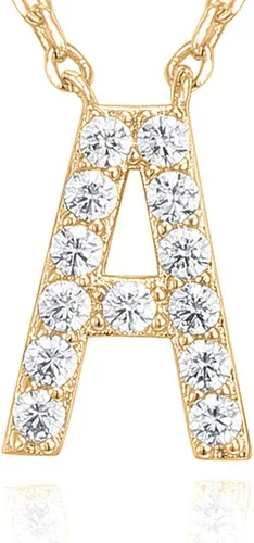 Miniatura 51 de PAVOI 14K White Gold Plated Cubic Zirconia Initial Necklace Letter Dainty Necklaces for Women