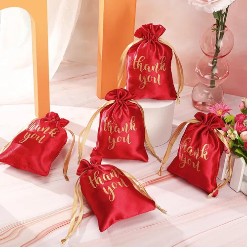 Miniatura 3 de Sieral 50 Piezas Bolsas de Regalo de Satén de Agradecimiento con Cordón Bolsas de Joyería Dulces para Mujeres Navidad Boda Baby Shower Cumpleaños