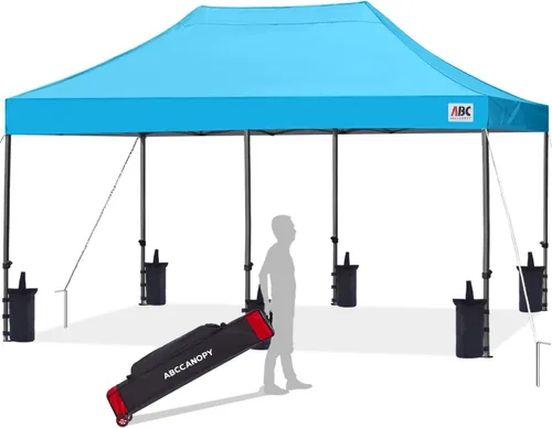 Miniatura 47 de Abccanopy - Carpa de toldo para tienda de campaña comercial instantánea con bolsa de transporte con ruedas, 4 bolsas de arena, Blanco