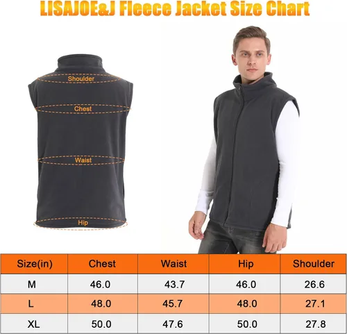 Miniatura 5 de LISAJOEJ Chaleco de forro polar térmico para hombre con batería recargable incluida ropa calefactada para caza motocicleta golf