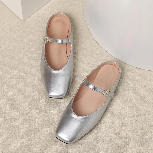 Miniatura 4 de Dear Time Pantuflas cómodas para mujer, con puntera cerrada, zapatos elegantes sin espalda, zapatos planos para mujer