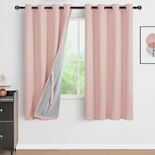 DWCN Cortinas 100% opacas para dormitorio con alzapaños, doble capa, aislamiento térmico, oscurecimiento de la habitación, reducción de ruido, Blanco