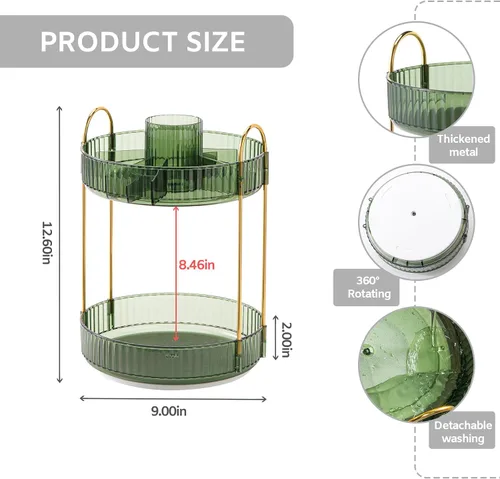 Miniatura 2 de MGBPEI Organizador de maquillaje giratorio de 360°, bandejas de baño, organizador de encimera, carrusel de maquillaje, estante giratorio de gran