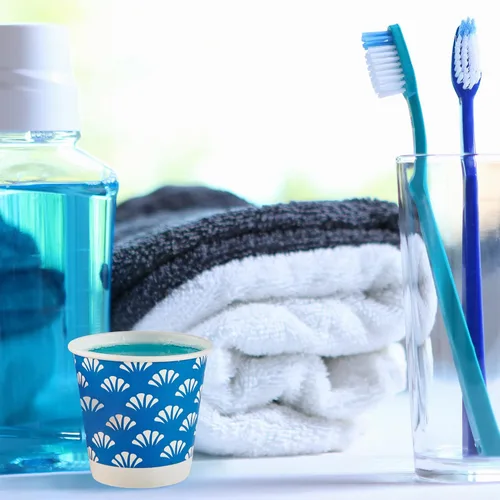 Miniatura 9 de JollyPack Paquete de 600 unidades de tazas de papel desechables para baño de 3 onzas, pequeñas tazas de enjuague bucal en naranja, azul y verde