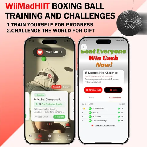 Miniatura 6 de Pelota de boxeo Reflex con aplicación contadora de golpes, divertido juego de golpes con diadema, entrenamiento de coordinación mano-ojo Equipo