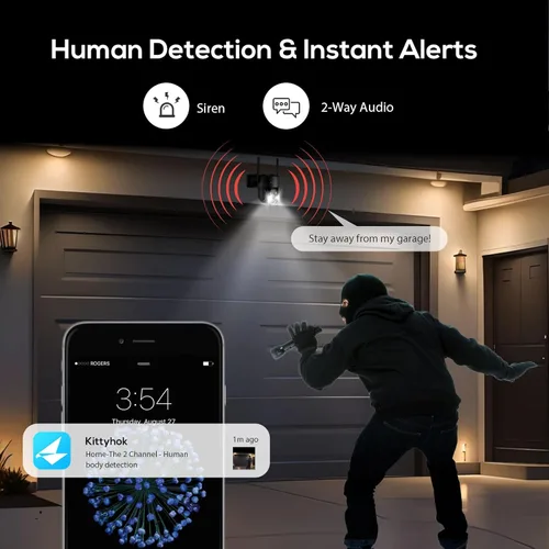 Miniatura 5 de Sistema de cámaras de seguridad solar Kittyhok negro inalámbrico para exteriores, WiFi 5G/2.4G, 4 piezas de cámara de seguridad solar para el hogar