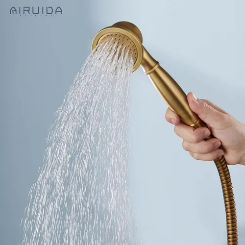 Miniatura 5 de Airuida Sistema de ducha expuesto, cabezal de ducha de lluvia de 8 pulgadas con rociador de mano, juego de grifo de ducha de montaje en pared de una
