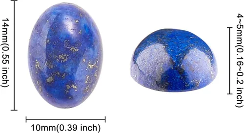 Miniatura 3 de LiQunSweet 50 piezas de piedras preciosas naturales de lapislázuli sin agujero, cuentas sueltas y encantadoras, cabujones ovalados con parte trasera