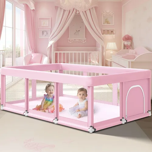 Miniatura 13 de Fshibila Corralito para bebés con alfombra, corralitos para bebés y niños pequeños, corralito de juego BabyFence para interiores y exteriores, patio