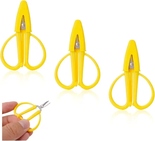 Miniatura 11 de Juego de 3 mini tijeras – Tijeras pequeñas de viaje con tapa, tijeras portátiles para costura, manualidades e hilo, colores surtidos
