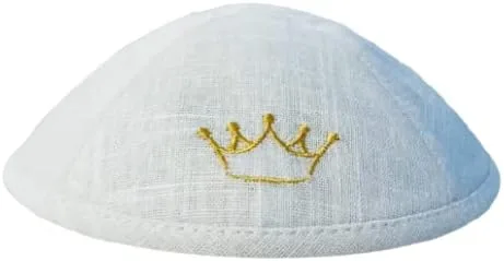 Padre y bebé a juego corona de lino blanco Kippah para Brit Milah recién nacido Yarmulke Kippah Bris Brit Milah