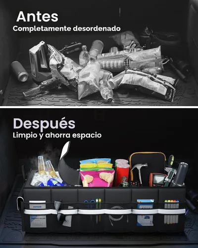 Miniatura 5 de HOTOR Organizador de maletero, organizador de automóvil con enfriador de automóvil integrado a prueba de fugas, organizador plegable para maletero