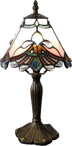 Miniatura 10 de Tiffany - Lámpara de mesa con perlas rojas, estilo barroco, vitral, luz de escritorio, pequeña lámpara de noche estilo Tiffany con bombilla LED