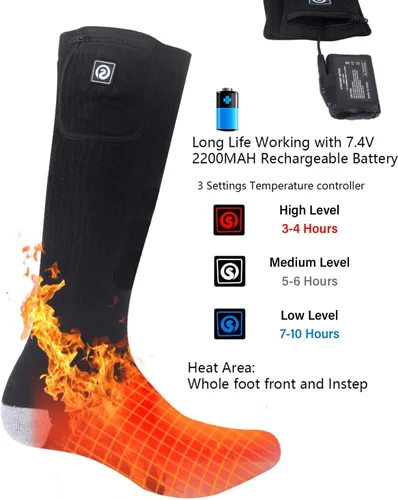Miniatura 3 de Calcetines calefactables para hombres y mujeres, calcetines eléctricos térmicos alimentados por batería para pies fríos, camping, caza, invierno