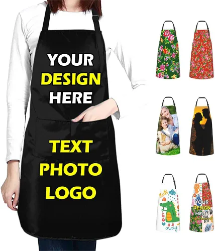 Delantales impermeables personalizados para diseñar tu propia imagen, logotipo, texto, añadir fotos, delantal para cocinar hornear, 33 x 27.5