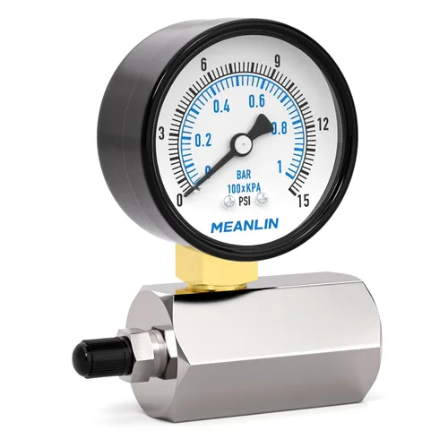 Miniatura 10 de MEANLIN MEASURE 0-60Psi 2" medidores de presión de prueba de aire graduados dobles de acero, conexión FNPT de 3/4", precisión de -3-2-3%