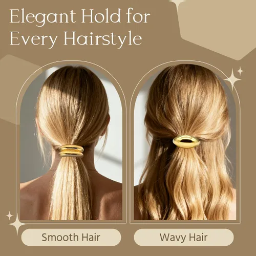 Miniatura 4 de OHCISP 6 piezas de gomas de pelo doradas - 3 estilos de accesorios de pelo dorados para mujeres y niñas, elegantes y chic, brazaletes de pelo