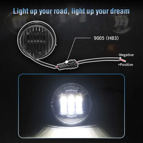 Miniatura 4 de LX-LIGHT 4.5 pulgadas Luz LED Negra de Pasar Antiniebla de Foco Auxiliar para Proyector de Motocicletas Lámpara de Conducción Negro