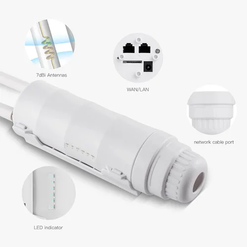 Miniatura 3 de VSVABEV - Router de módem 4G LTE para exteriores con ranura SIM, repetidor WiFi para interiores y exteriores de 2.4G 300Mbps, punto de acceso POE