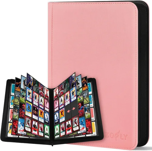 Miniatura 28 de Paquete de 30 carpetas de tarjetas con 9 bolsillos, carpeta de tarjetas coleccionables con cremallera premium, 540 álbumes de almacenamiento de Rosa